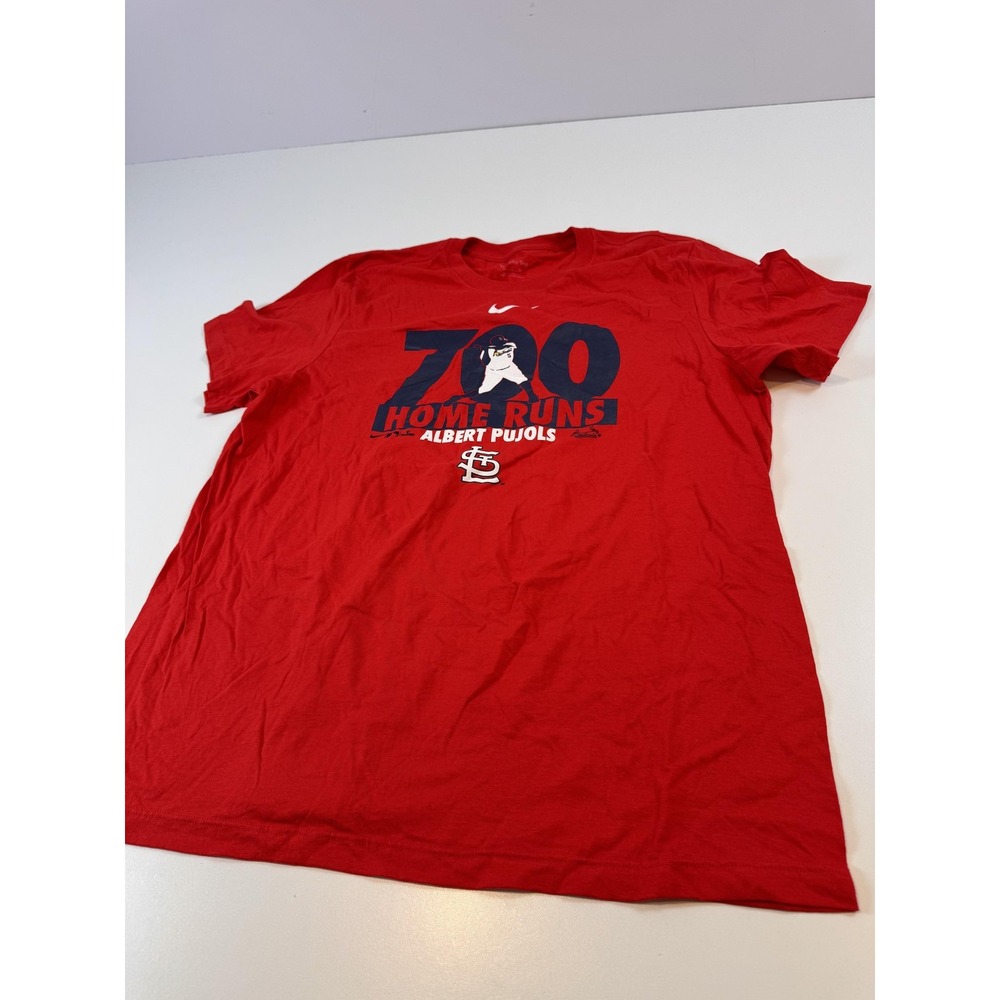 St Louis Cardinals Shirt Mens XL Red MLB Baseball Nike Pujols 700 Home Runs